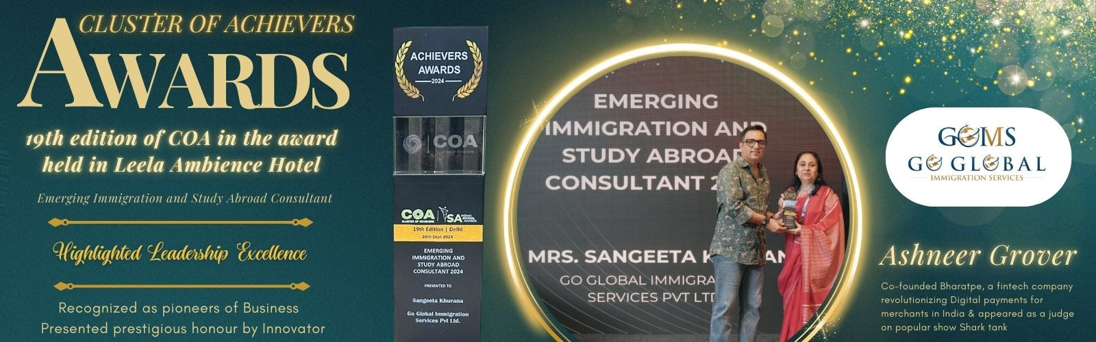 Cluster of Achievers Award for Emerging Immigration and Study Abroad Consultant