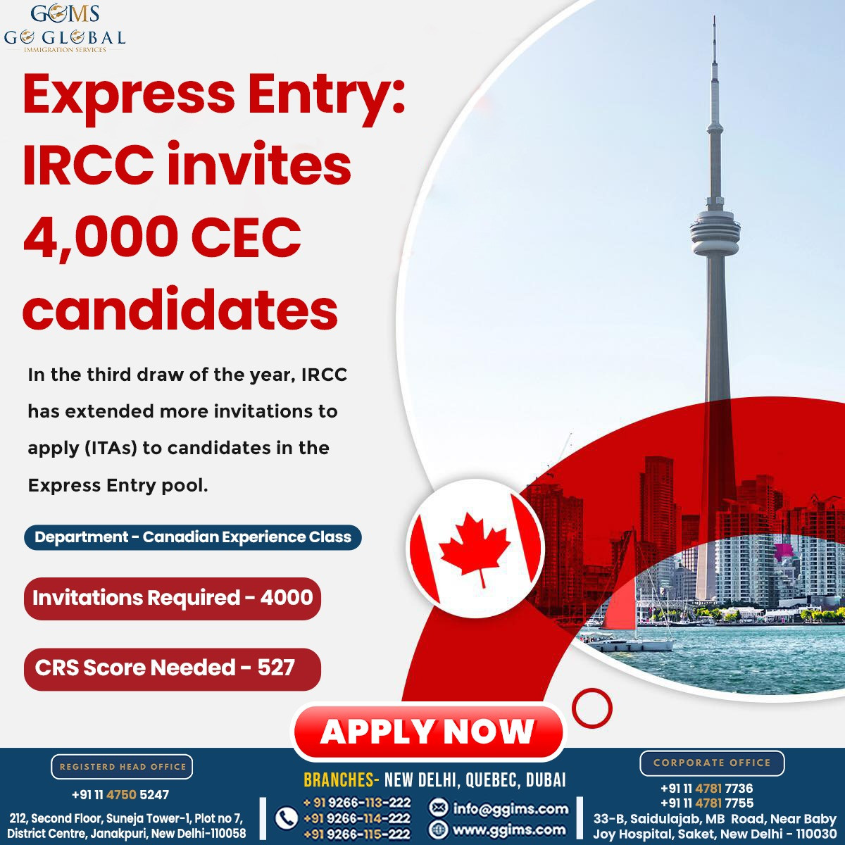 Express Entry: IRCC invites 4,000 CEC candidates