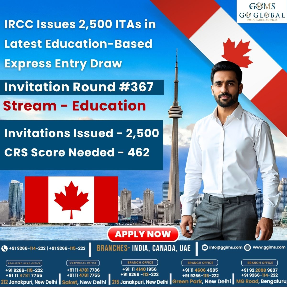 IRCC Issues 2,500 ITAs in Latest Education-Based Express Entry Draw