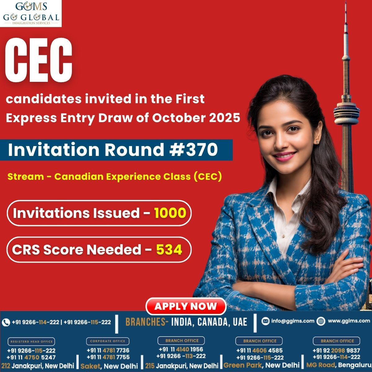 CEC candidates invited in the First Express Entry Draw of October 2025