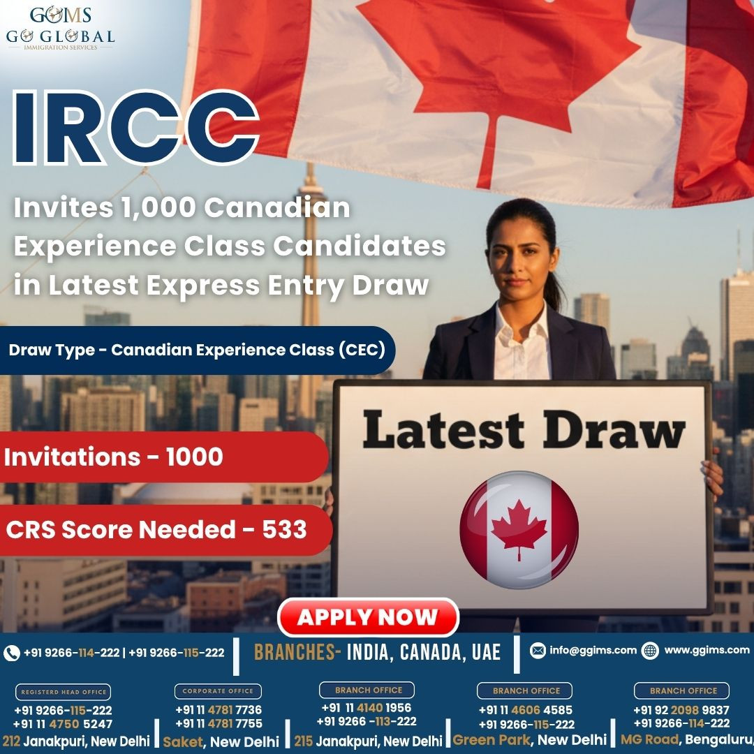 IRCC Invites 1,000 Canadian Experience Class Candidates in Latest Express Entry Draw