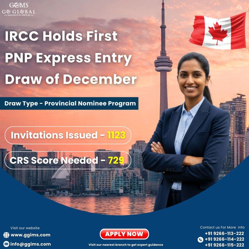 IRCC Holds First PNP Express Entry Draw of December and Issues 1,123 Invitations